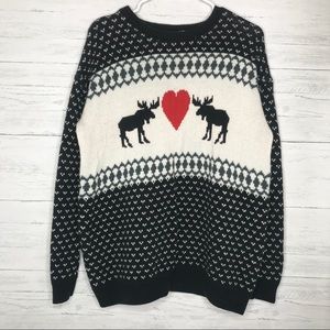 White Black Reindeer Animal Game Christmas Sweater